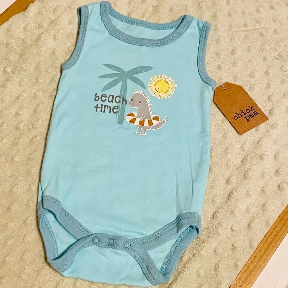 Chick Pea | Beach Time Dino Tank Onesie